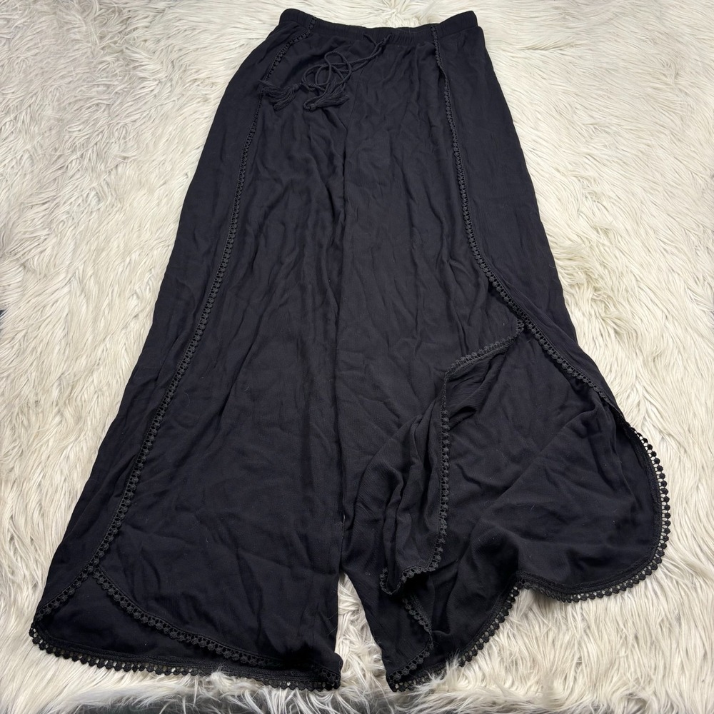 Chelsea28 Women's S‎ Black Split Leg Tulip Pant Resort Swim Cover Beach Boho